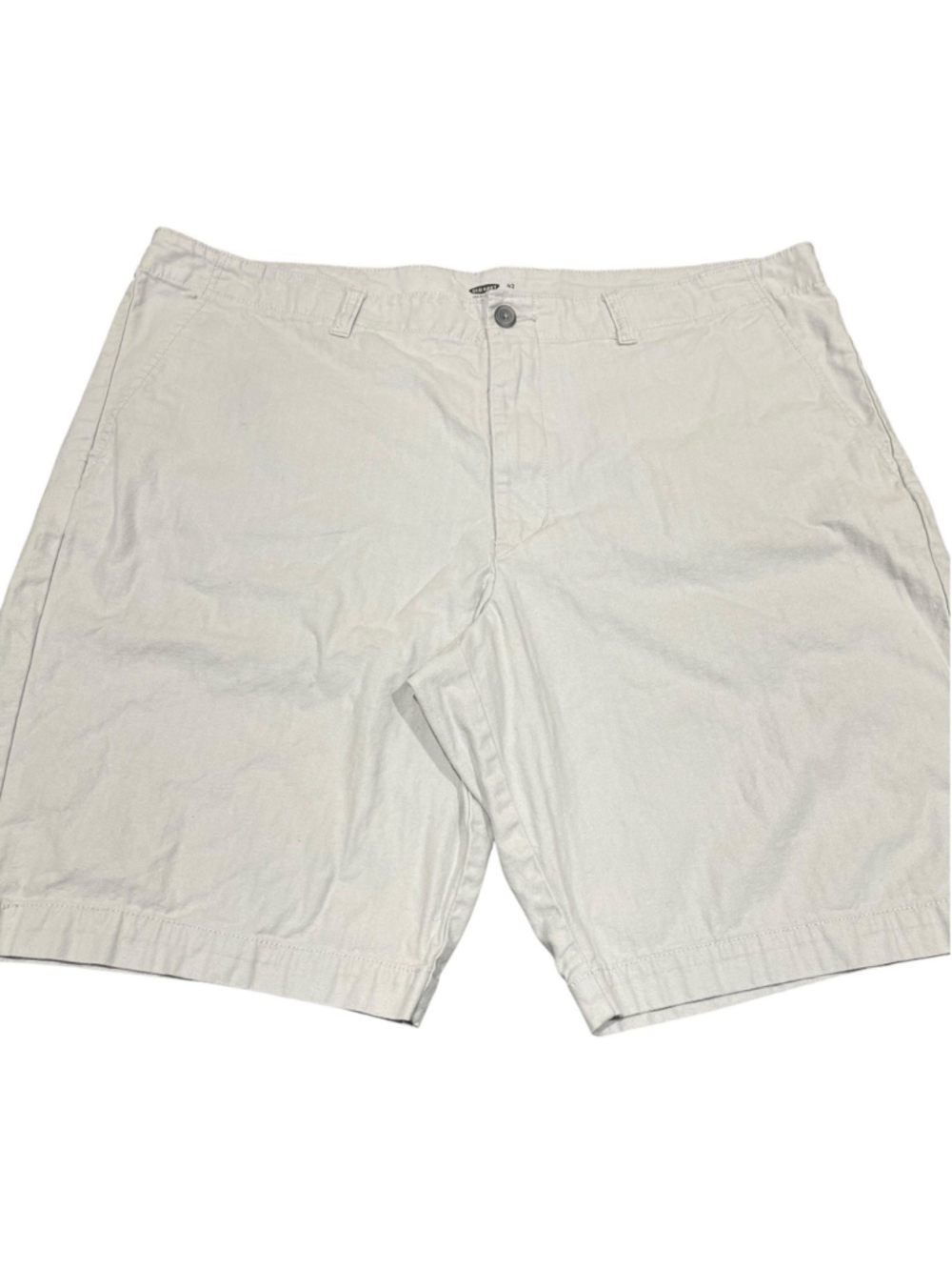 Old Navy Mens Gray Greige Herringbone Shorts Sz 42 Flat Front Cotton Casual READ